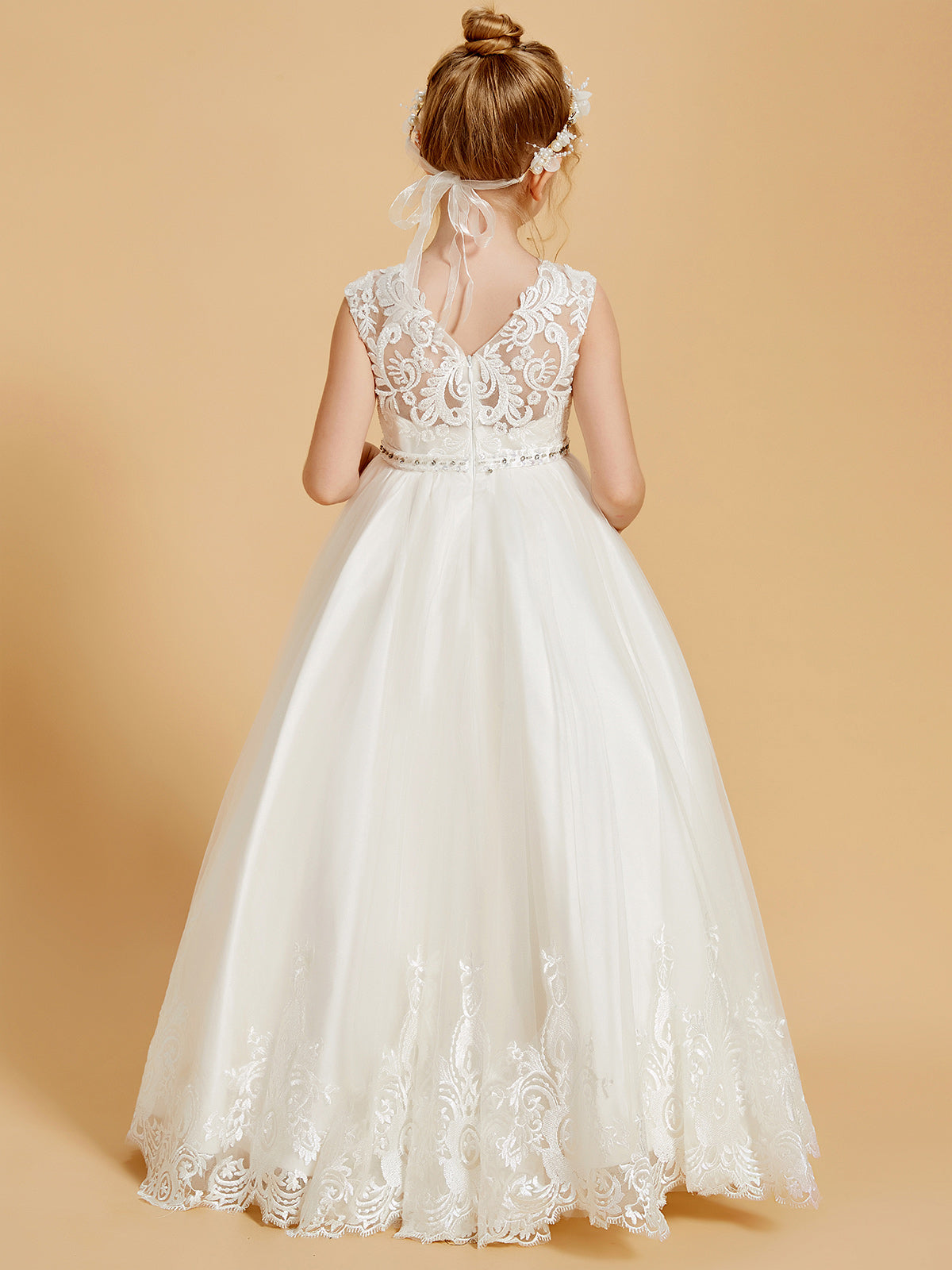 Charming Sleeveless Flower Girl Dresses with Lace Applique